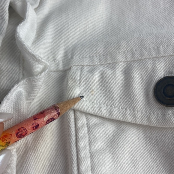 2/$25 White cotton blend old money French girl formal frilly jean jacket small - Picture 12 of 13